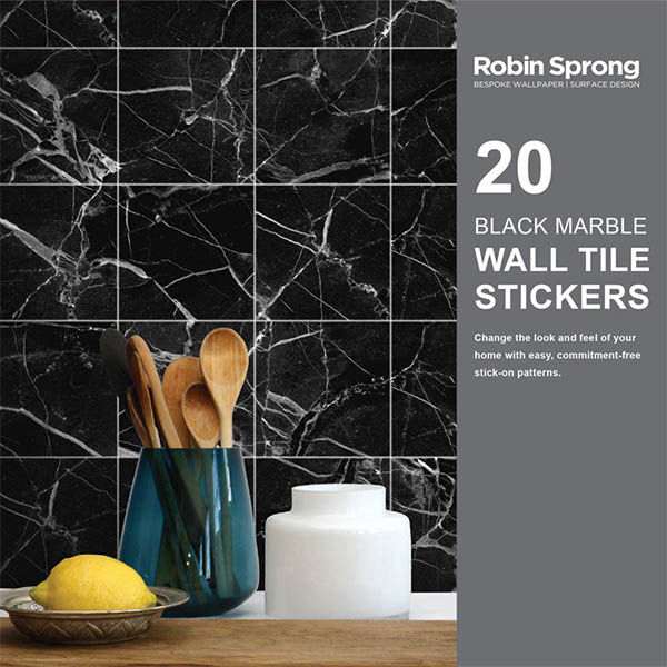 Robin Sprong wall tile sticker black marble