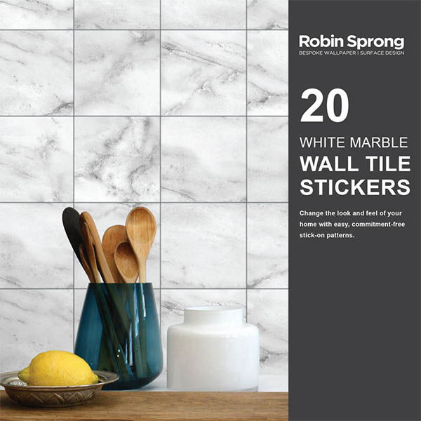 Robin Sprong wall tile sticker white marble