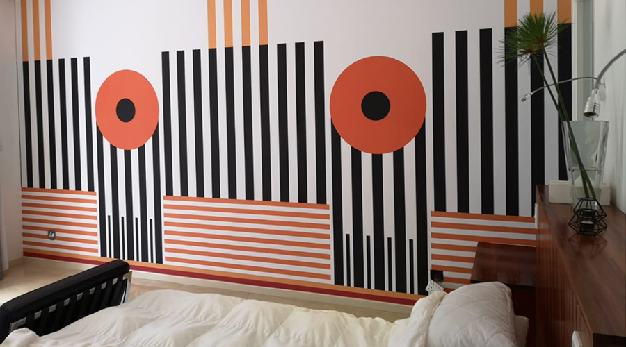 bedroom wallpaper with minimalist repeat pattern