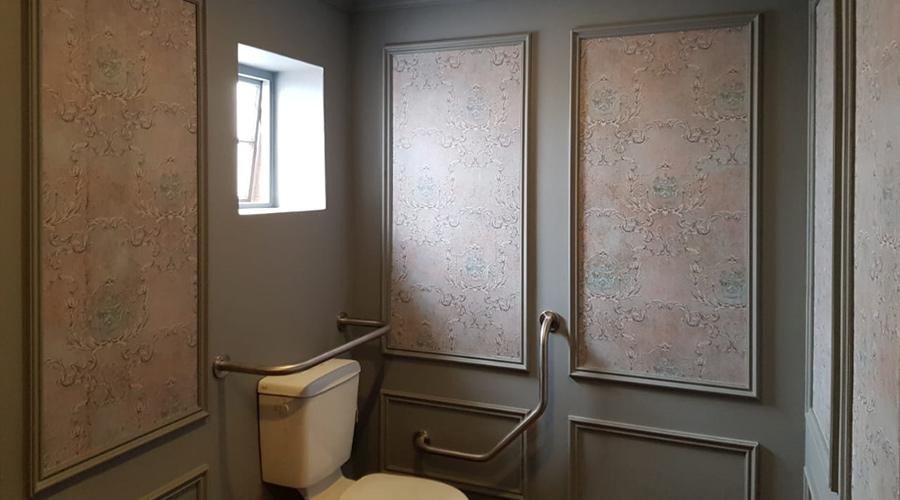 elegant understated bathroom wallpaper