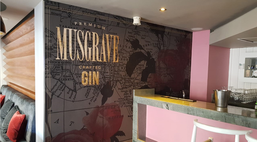musgrave gin branded wallpaper design