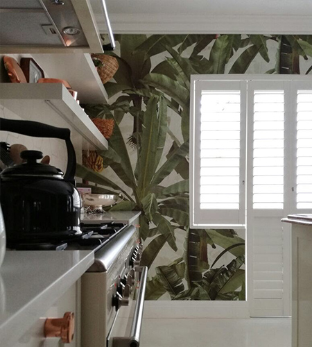 kitchen wallpaper with big tree fronds