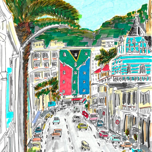 Alternative view of Long Street - With Flag Mural