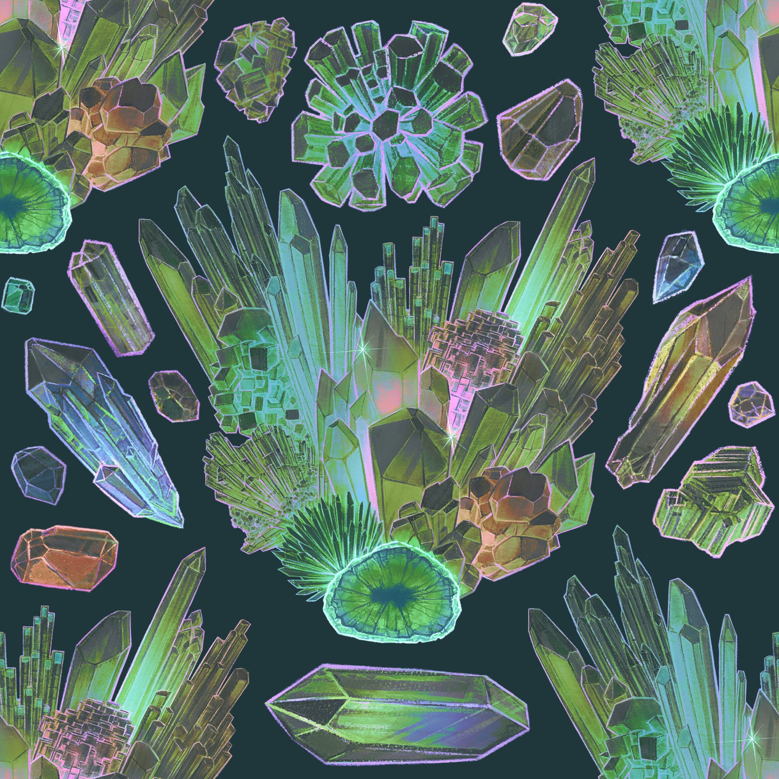 Crystal Clusters - Teal