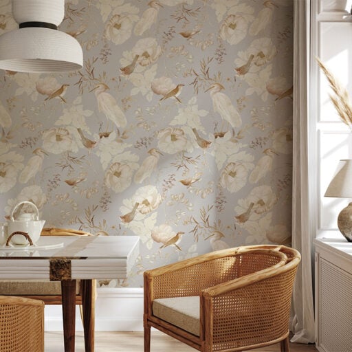 Alternative view of Rocco Vintage Flowers and Birds Garden Grey