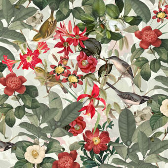 3D Bird Flower Red Bottom 120183 Uta Naumann Desk Mat