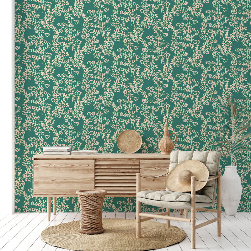 Bloom - Cream on Teal