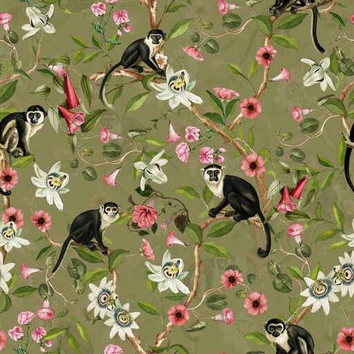 Alternative view of Monkeys and Lotus Flowers - Sage