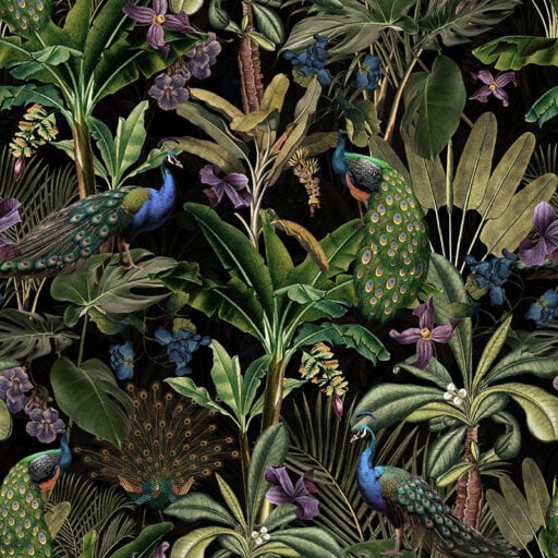 Alternative view of Peacocks and Petals - Black