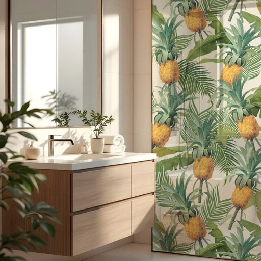 Alternative view of Pineapple Cream Shower Panel Vinyl (Glass not included)
