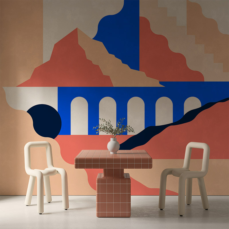 Happy Shapes Neutral Mural