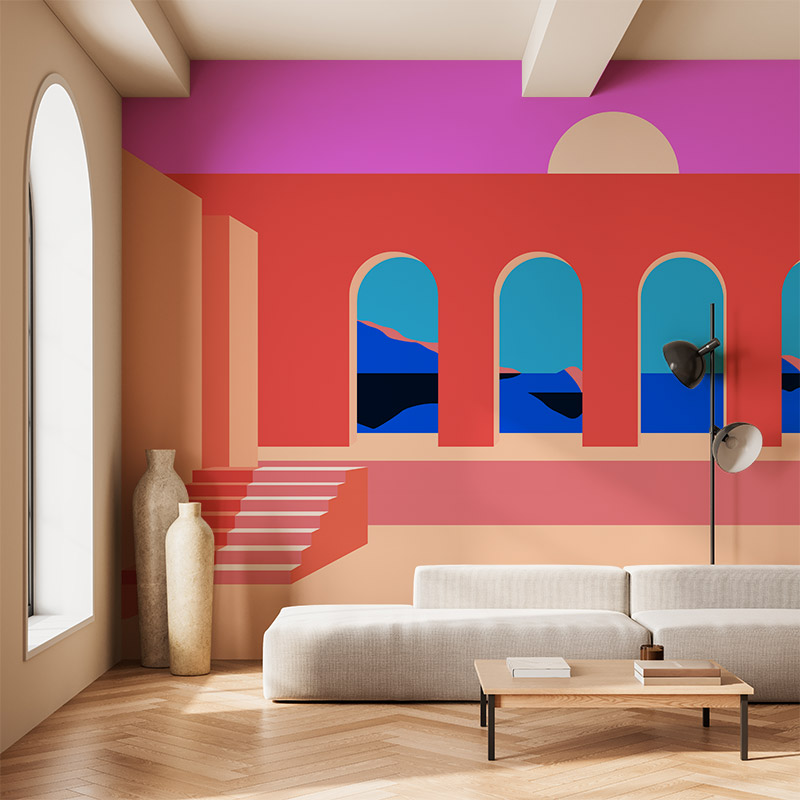 Pool Views Sunrise Mural