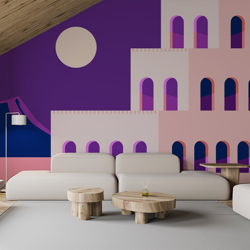 Sunset Palace Purple Mural