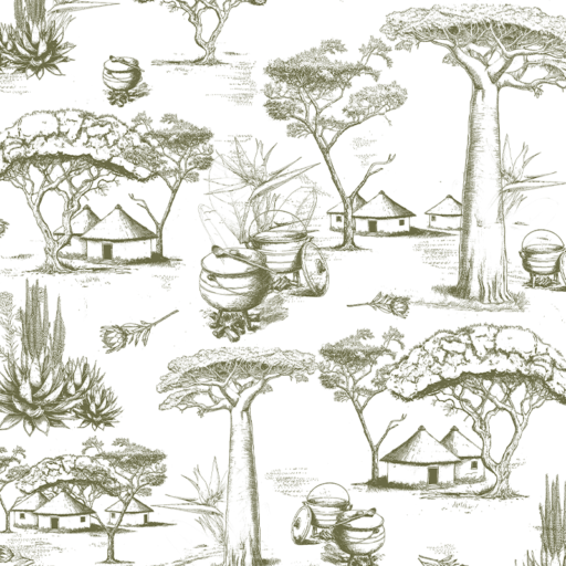 300dpi REPEAT Molebatsi Print 2024 Olive Green Toile du Sud