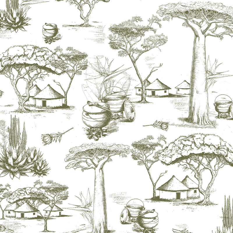 300dpi REPEAT Molebatsi Print 2024 Olive Green Toile du Sud