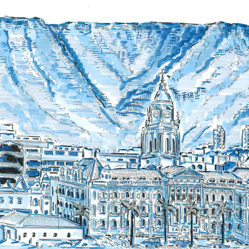 Alternative view of Cape Town in Shades of Blue Mural