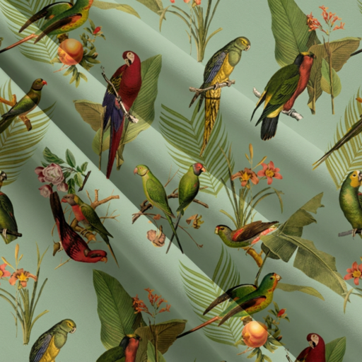 Parrots Turquoise Fabric