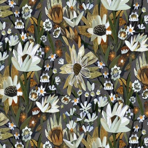 Flowers Sans Vase - Brown and Grey