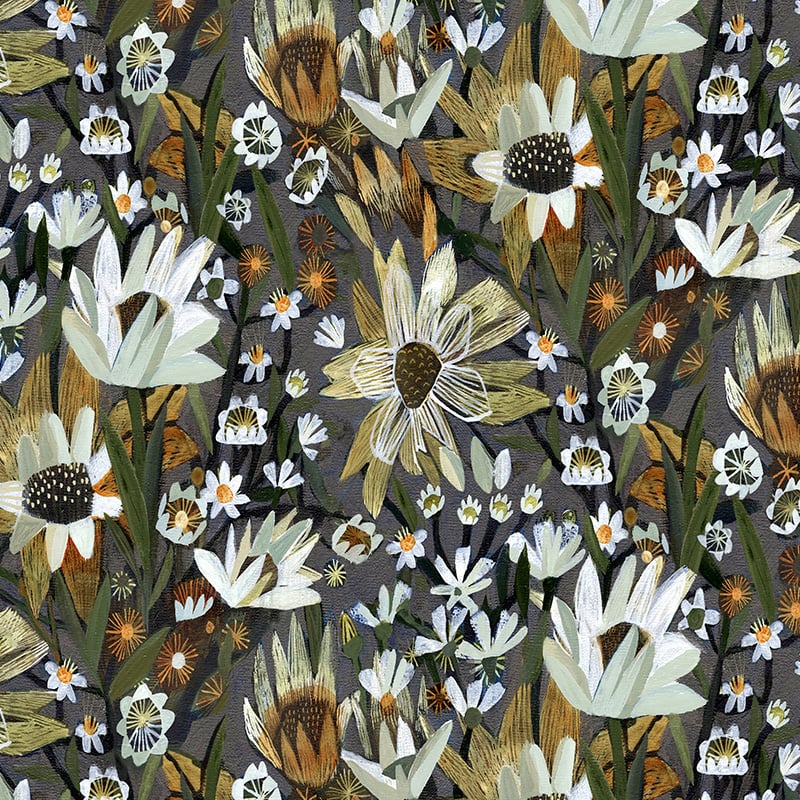 Flowers Sans Vase - Brown and Grey