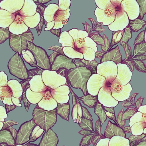 Hibiscus Heaven - Grey