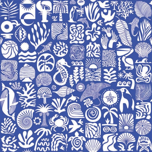 Africa Deep White On Blue- ASL