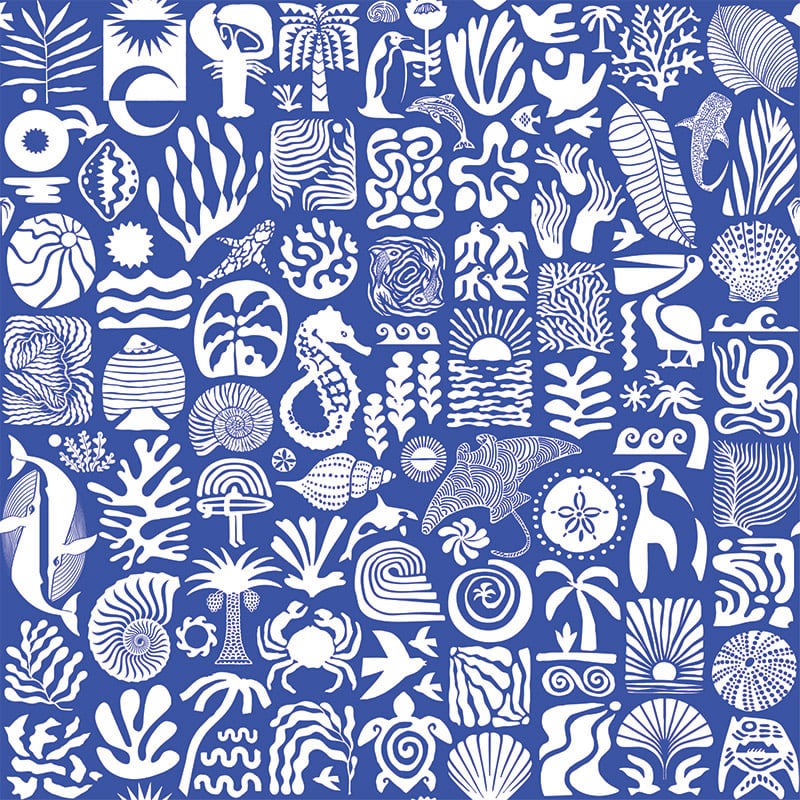 Africa Deep White On Blue- ASL