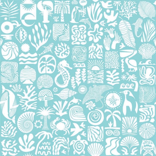 Africa Deep White on Light Blue- ALS