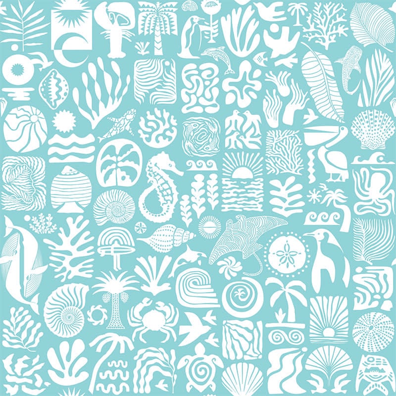 Africa Deep White on Light Blue- ALS