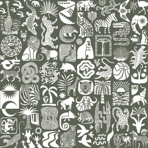 Africa Untamed White on Khaki Wallpaper-ALS