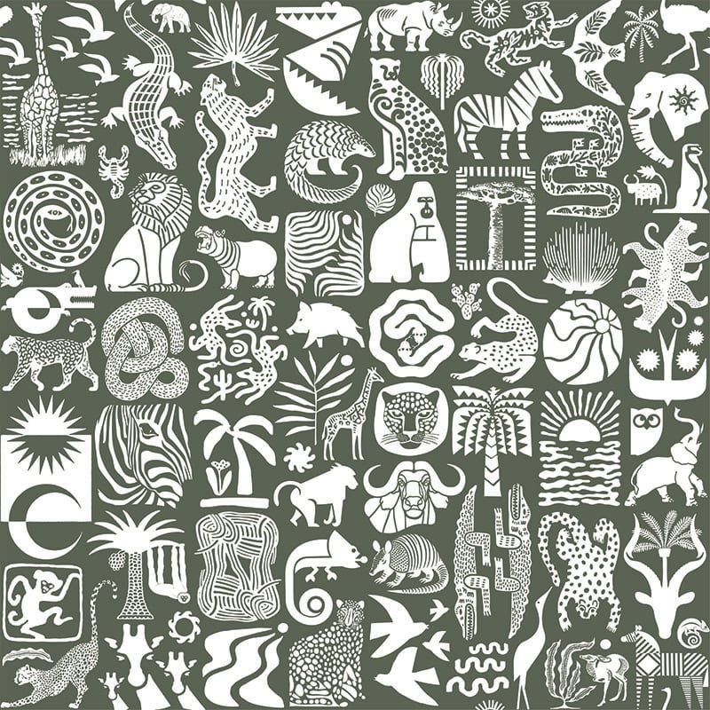 Africa Untamed White on Khaki Wallpaper-ALS