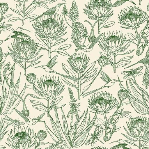 Bloom Essence Olive on Cream Wallpaper- ALS