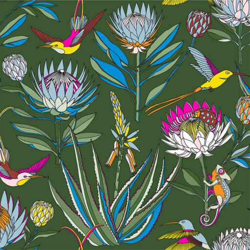 Bloom Dark Green Wallpaper- ALS