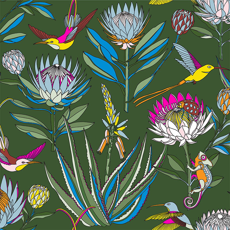 Bloom Dark Green Wallpaper- ALS