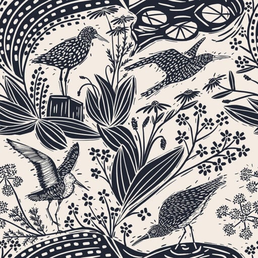 Godwit Black Studio Patruschka Wallpaper