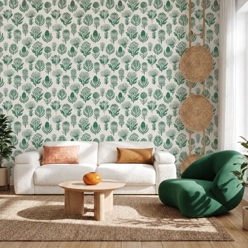 Alternative view of Floral Kingdom- Green on White