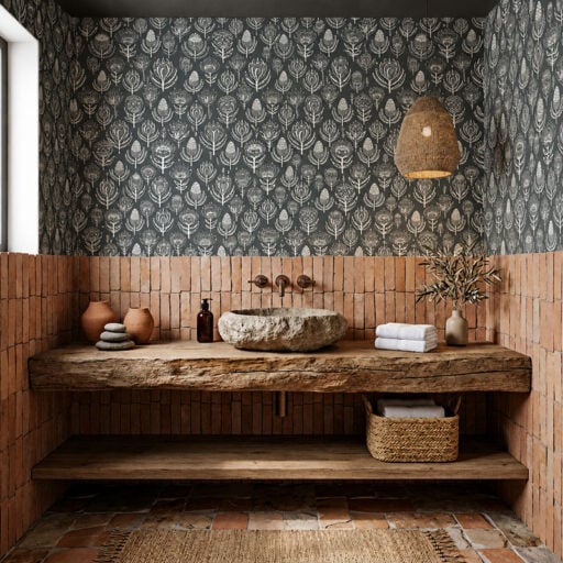 Alternative view of Floral Kingdom- White on Grey